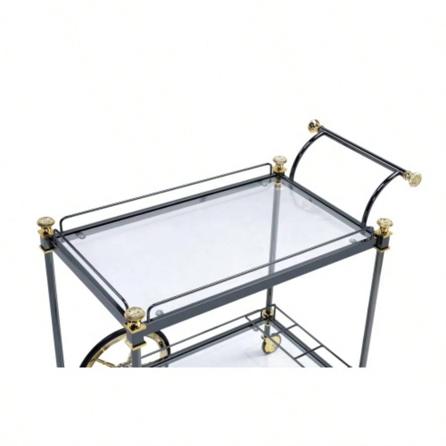 Cyrus Glass Black/Gold Serving Cart