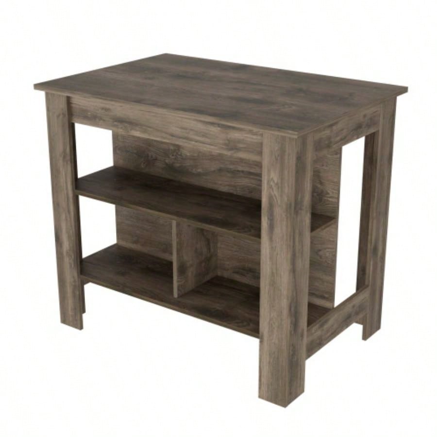 Kitchen Island Dozza, Three Shelves, Dark Brown