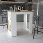 Kitchen Island with Open Compartment and Cabinet in White and Macadamia