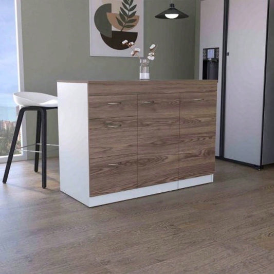 Joliet Kitchen Base Cabinet, Three Drawers, Two Interior Shelves, One Flexible Cabinet
