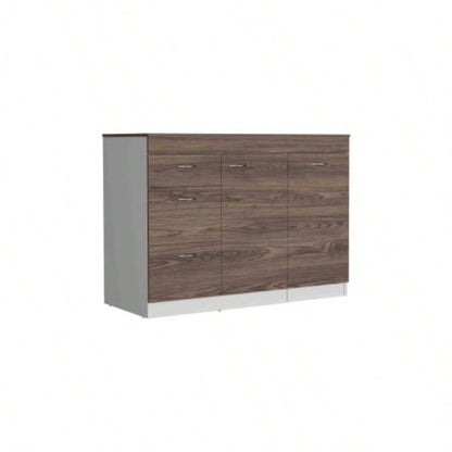 Joliet Kitchen Base Cabinet, Three Drawers, Two Interior Shelves, One Flexible Cabinet