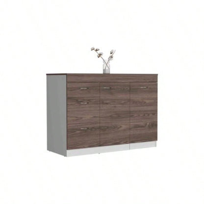 Joliet Kitchen Base Cabinet, Three Drawers, Two Interior Shelves, One Flexible Cabinet