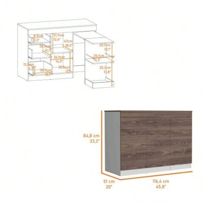 Joliet Kitchen Base Cabinet, Three Drawers, Two Interior Shelves, One Flexible Cabinet