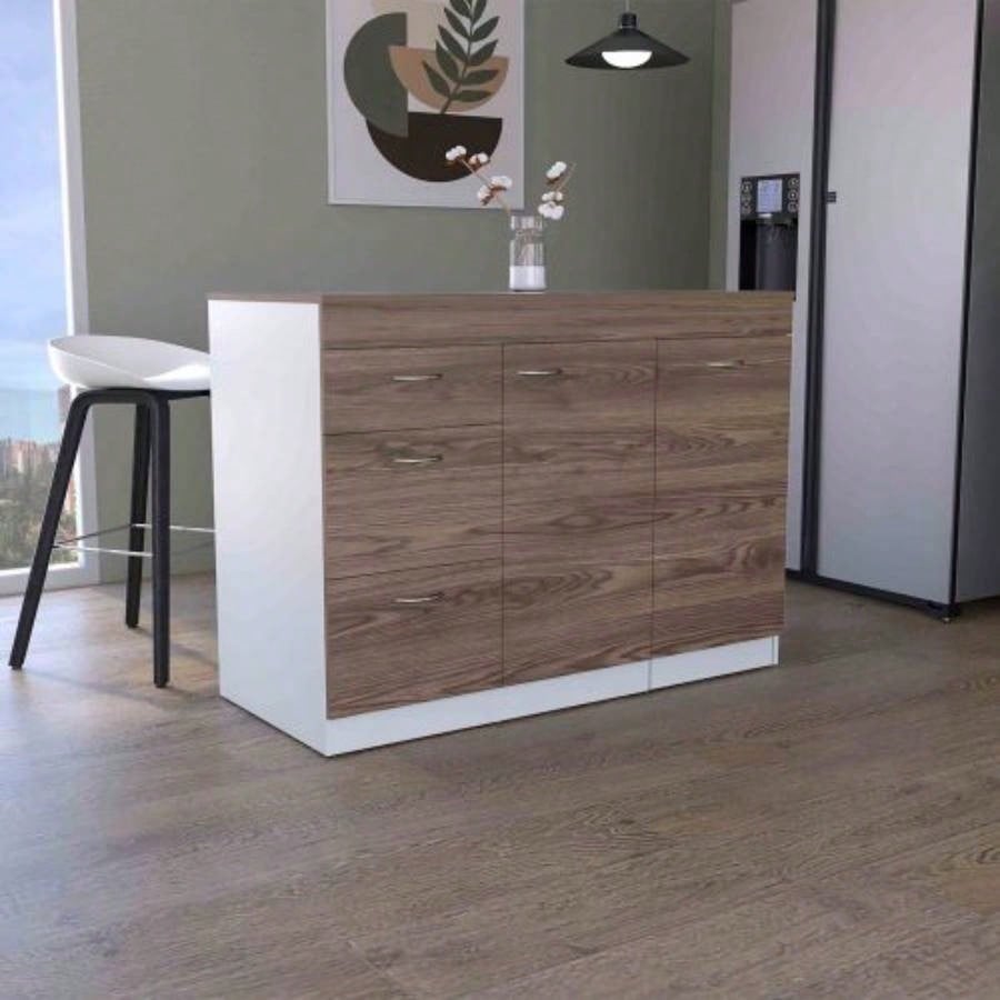 Joliet Kitchen Base Cabinet, Three Drawers, Two Interior Shelves, One Flexible Cabinet