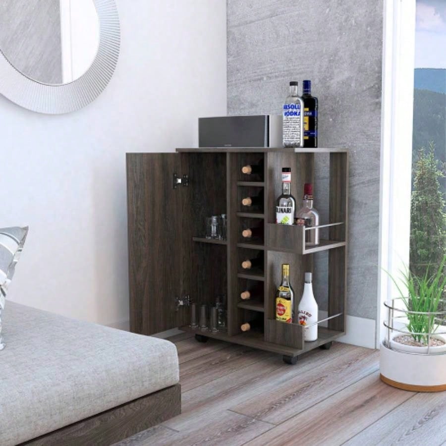 Bartlet 2 - Shelf 6 - Bottle Bar Cart with Division Carbon Espresso