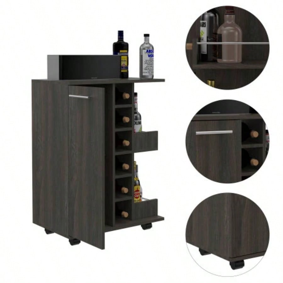 Bartlet 2 - Shelf 6 - Bottle Bar Cart with Division Carbon Espresso