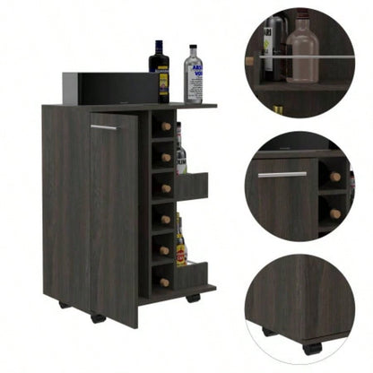 Bartlet 2 - Shelf 6 - Bottle Bar Cart with Division Carbon Espresso