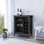 Bar Cabinet Castle, One Open Shelf, Six Wine Cubbies, Carbon Espresso