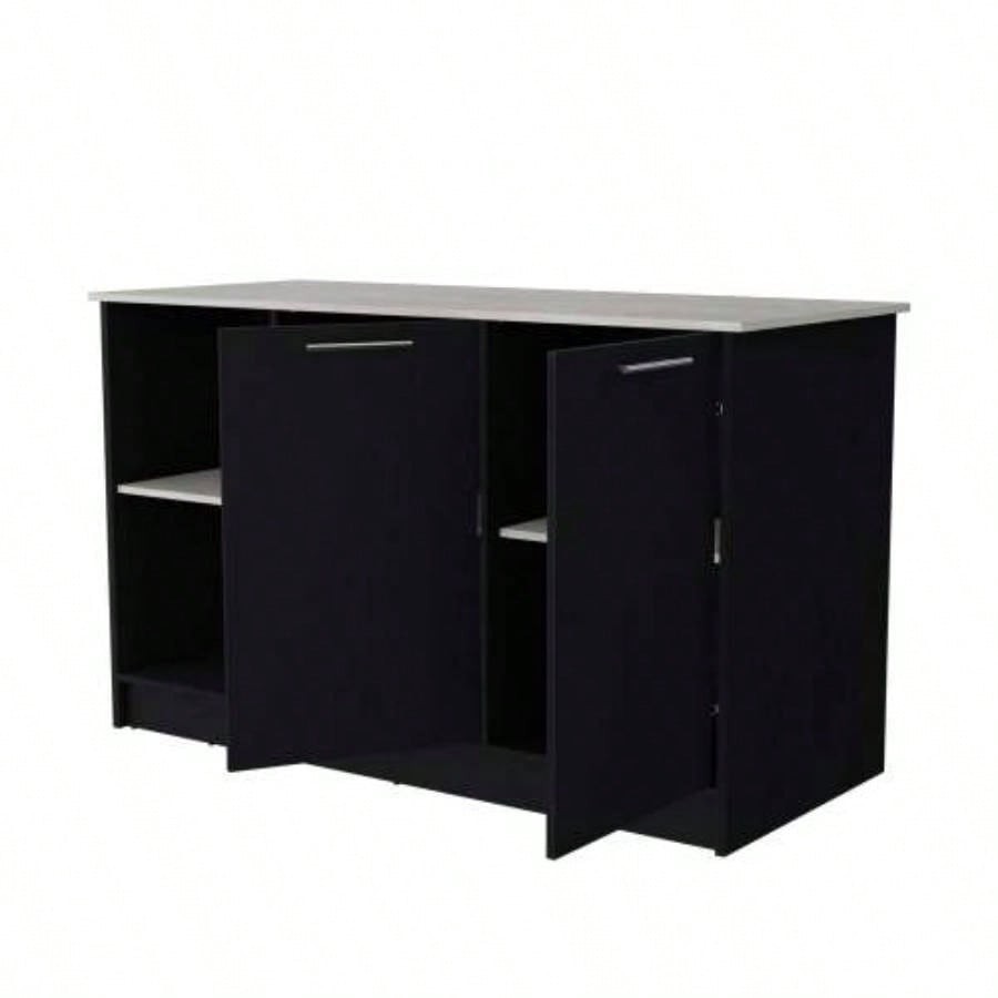 Black and Onyx Double Door Cabinets Kitchen Island