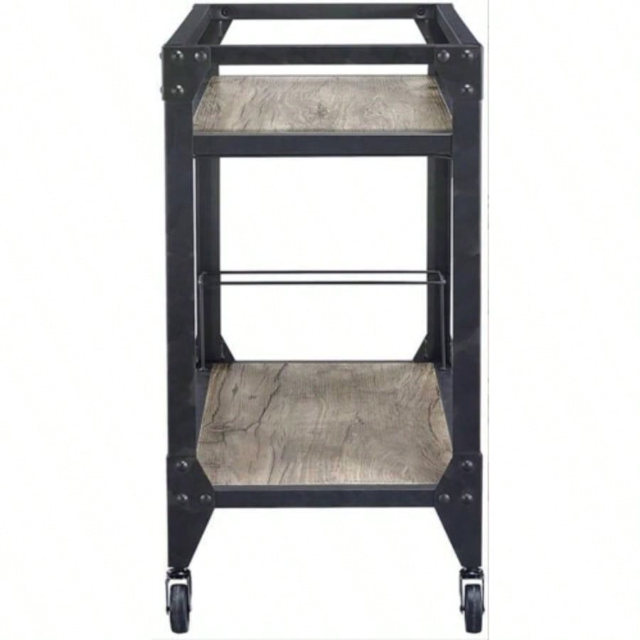 Jorgensen Rustic Oak Charcoal Serving Cart