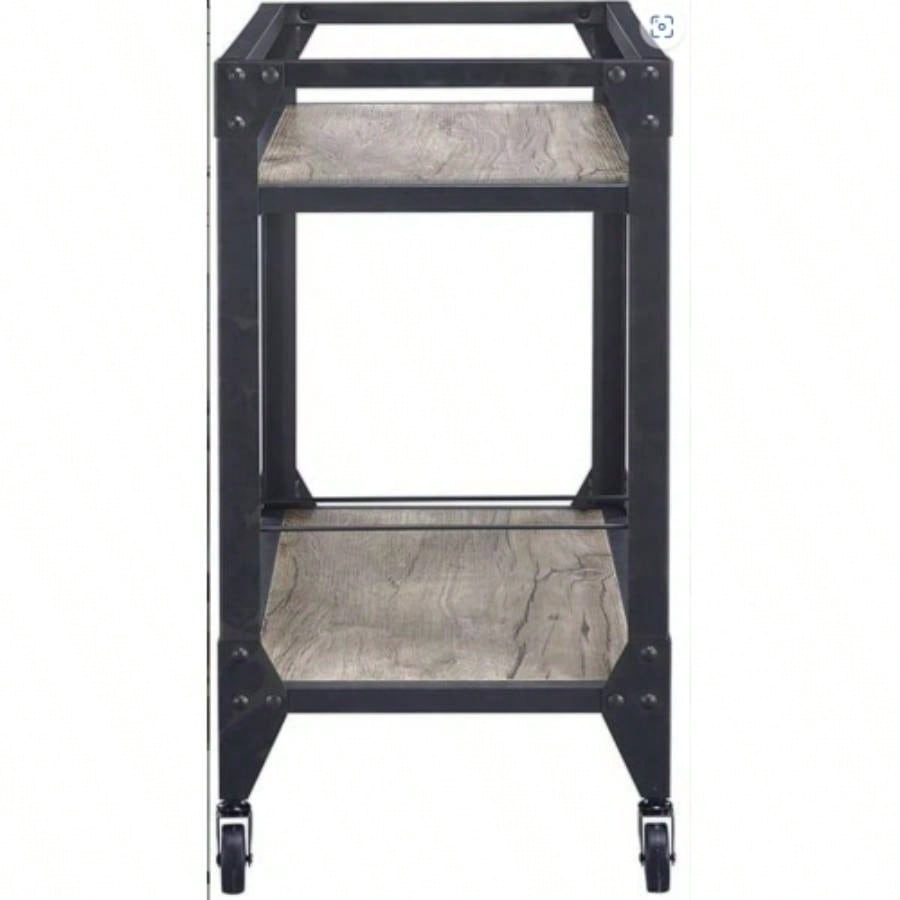 Jorgensen Rustic Oak Charcoal Serving Cart