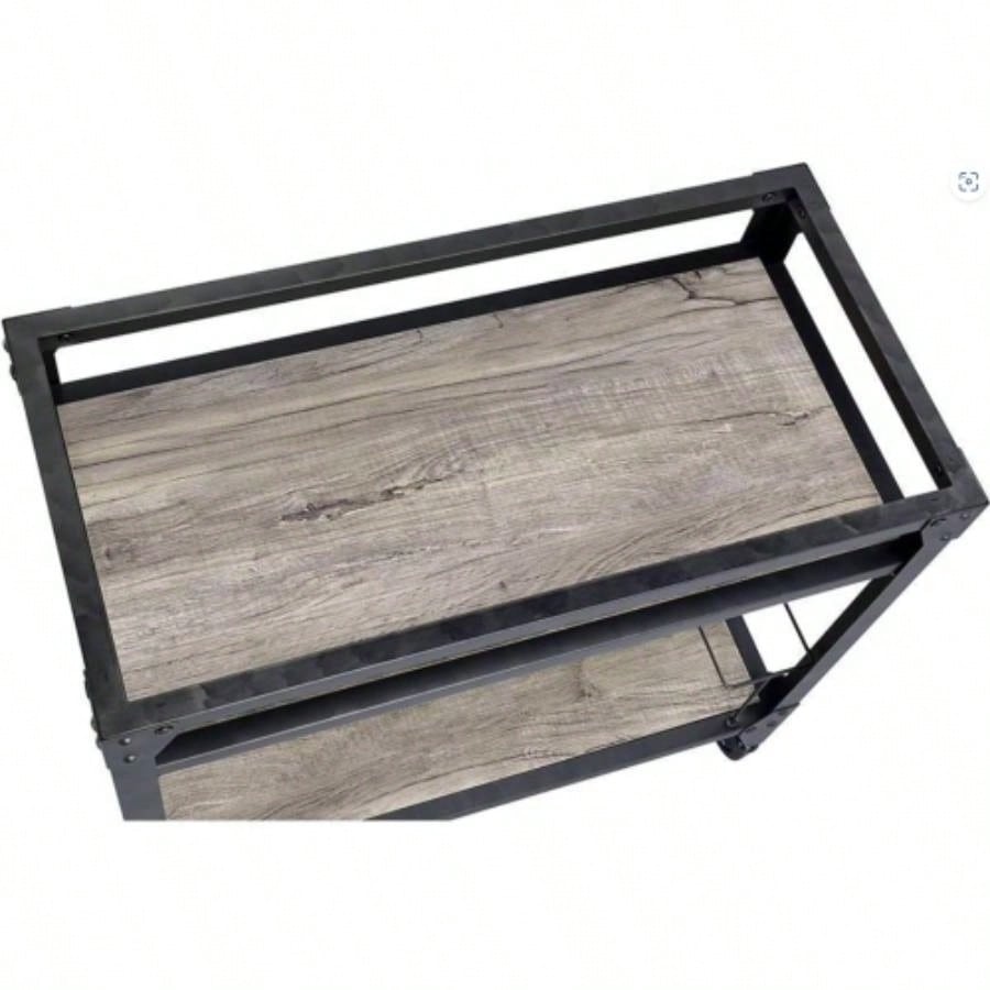 Jorgensen Rustic Oak Charcoal Serving Cart