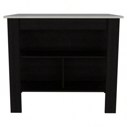 Rockaway 3 - Shelf Kitchen Island Black and Ibiza Marble
