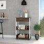 White and Dark Walnut 1 - Drawer 2 - Shelf Kitchen Cart with Caster