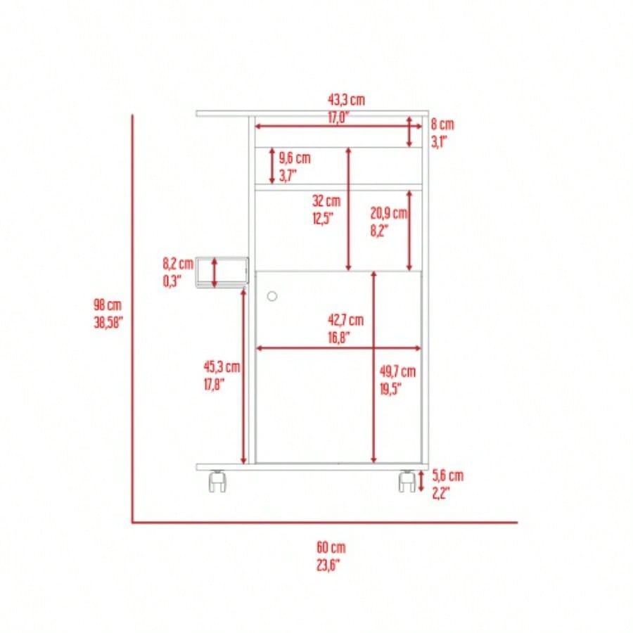 Napenthe 1 - Shelf Kitchen Cart with Caster White