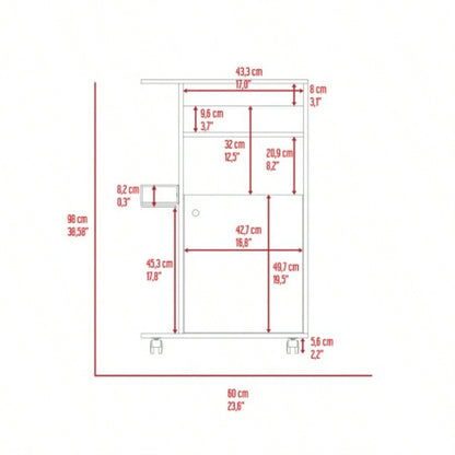 Napenthe 1 - Shelf Kitchen Cart with Caster White