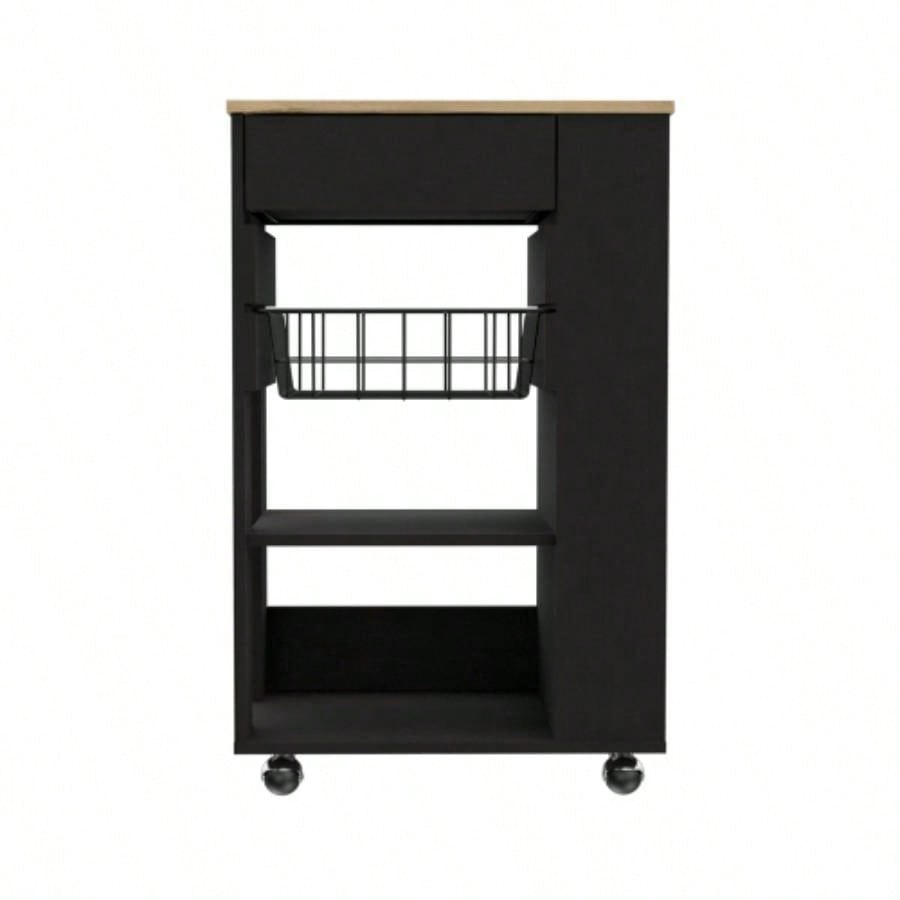 Black Wengue and Light Oak 5 - Shelf 1 - Drawer Kitchen Cart