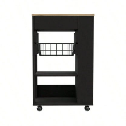 Black Wengue and Light Oak 5 - Shelf 1 - Drawer Kitchen Cart