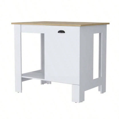 Vancouver 1 - Door Kitchen Island with Open Shelf White and Macadamia