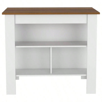 Sierra - Shelf 4 - Door 2 - piece Kitchen Set, Upper Wall Cabinet and Kitchen Island White and Walnut