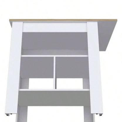 Adeline 3 - Shelf Kitchen Island White and Macadamia