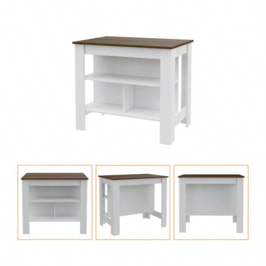 Hayne 9 - Shelf 2 - Door 2 - piece Kitchen Set, Kitchen Island and Pantry White and Walnut