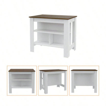 Hayne 9 - Shelf 2 - Door 2 - piece Kitchen Set, Kitchen Island and Pantry White and Walnut