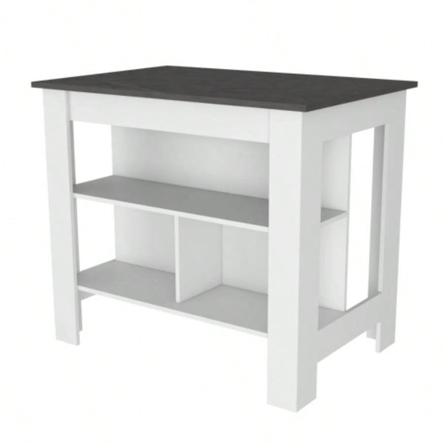 White and Onyx 2 - Piece Kitchen Set, Kitchen Island and Wall Cabinet