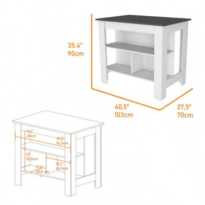 White and Onyx 2 - Piece Kitchen Set, Kitchen Island and Wall Cabinet