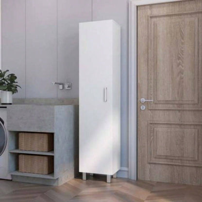 Clarno Tall Storage Cabinet, Single Door with Broom Hangers