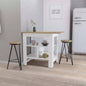 Lisbon Kitchen Island, 3 - Tier Shelf and Large Workstation