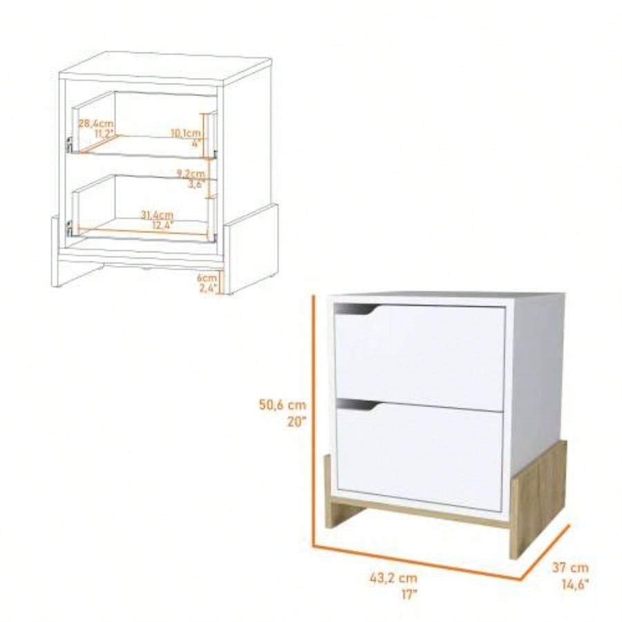 Lovell Nightstand with Sturdy Base and 2 - Drawers