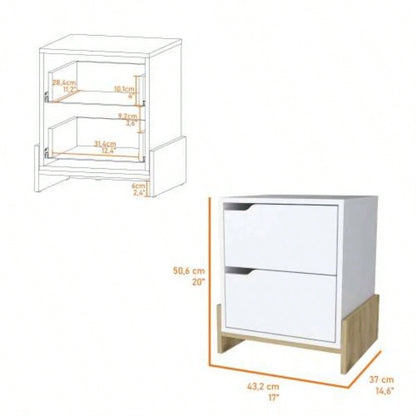 Lovell Nightstand with Sturdy Base and 2 - Drawers