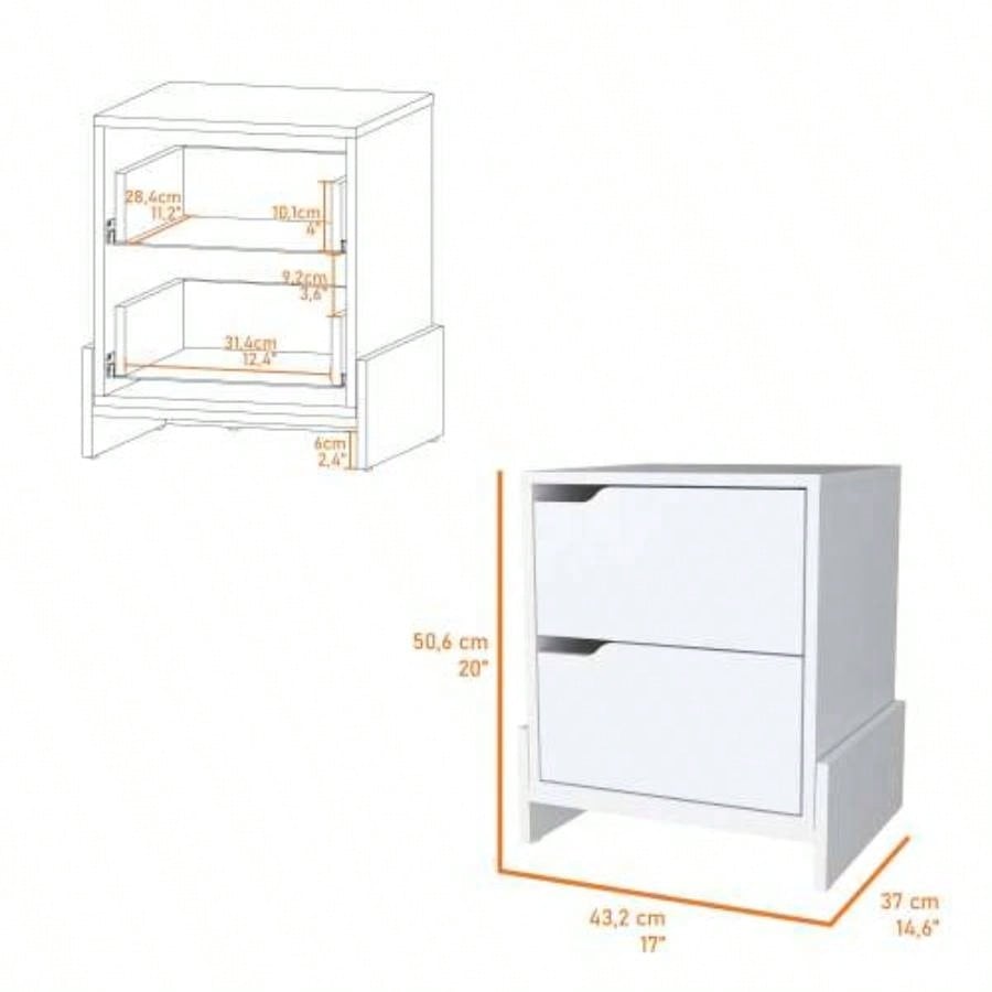 Lovell Nightstand with Sturdy Base and 2 - Drawers
