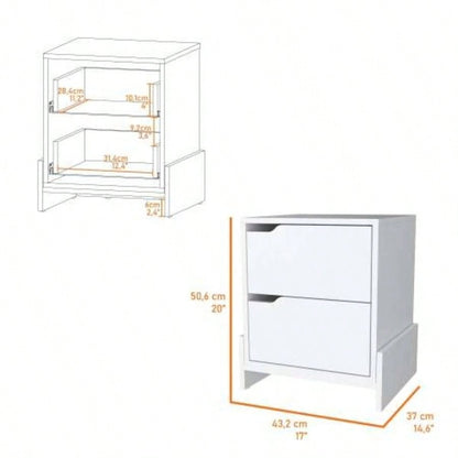 Lovell Nightstand with Sturdy Base and 2 - Drawers
