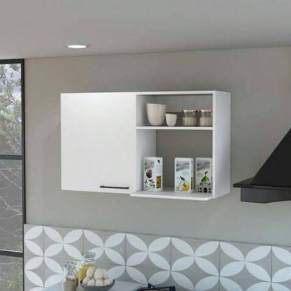 2 Wall Cabinet, 2 Door Stackable Wall Mounted Storage Cabinet with 2 Side Shelf