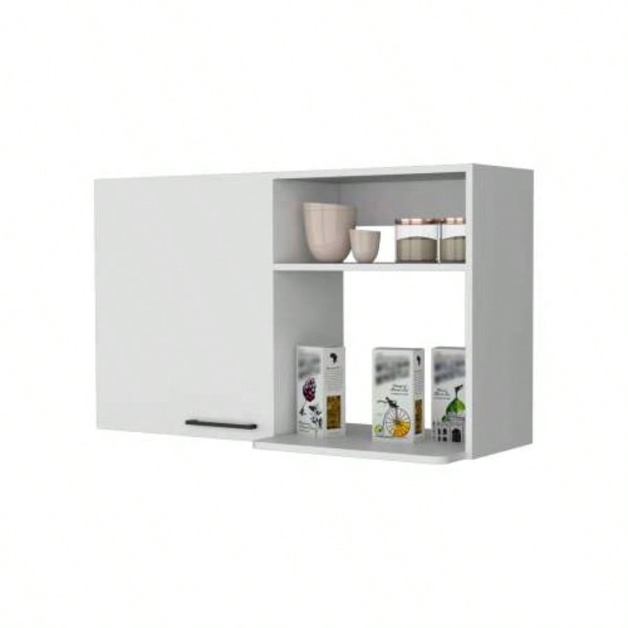 2 Wall Cabinet, 2 Door Stackable Wall Mounted Storage Cabinet with 2 Side Shelf