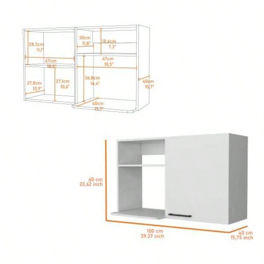 2 Wall Cabinet, 2 Door Stackable Wall Mounted Storage Cabinet with 2 Side Shelf