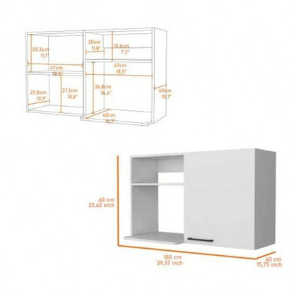 2 Wall Cabinet, 2 Door Stackable Wall Mounted Storage Cabinet with 2 Side Shelf