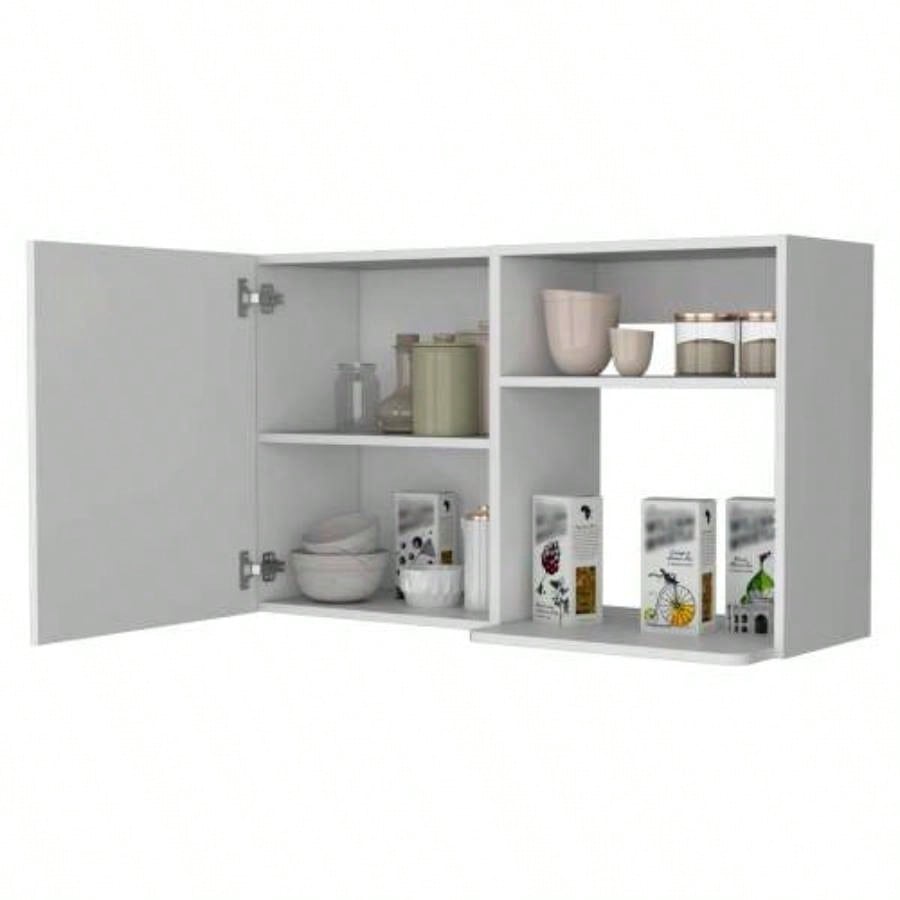 2 Wall Cabinet, 2 Door Stackable Wall Mounted Storage Cabinet with 2 Side Shelf
