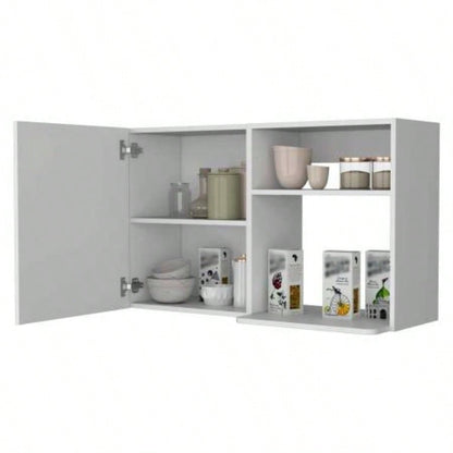2 Wall Cabinet, 2 Door Stackable Wall Mounted Storage Cabinet with 2 Side Shelf