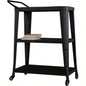 3 - Tiered Metal Frame, Industrial Dining Cart with Swivel Wheels, Black