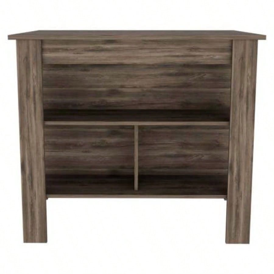 DEPOT E - SHOP Delos Kitchen Island, Four, Three Shelves, Dark Brown