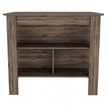 DEPOT E - SHOP Delos Kitchen Island, Four, Three Shelves, Dark Brown