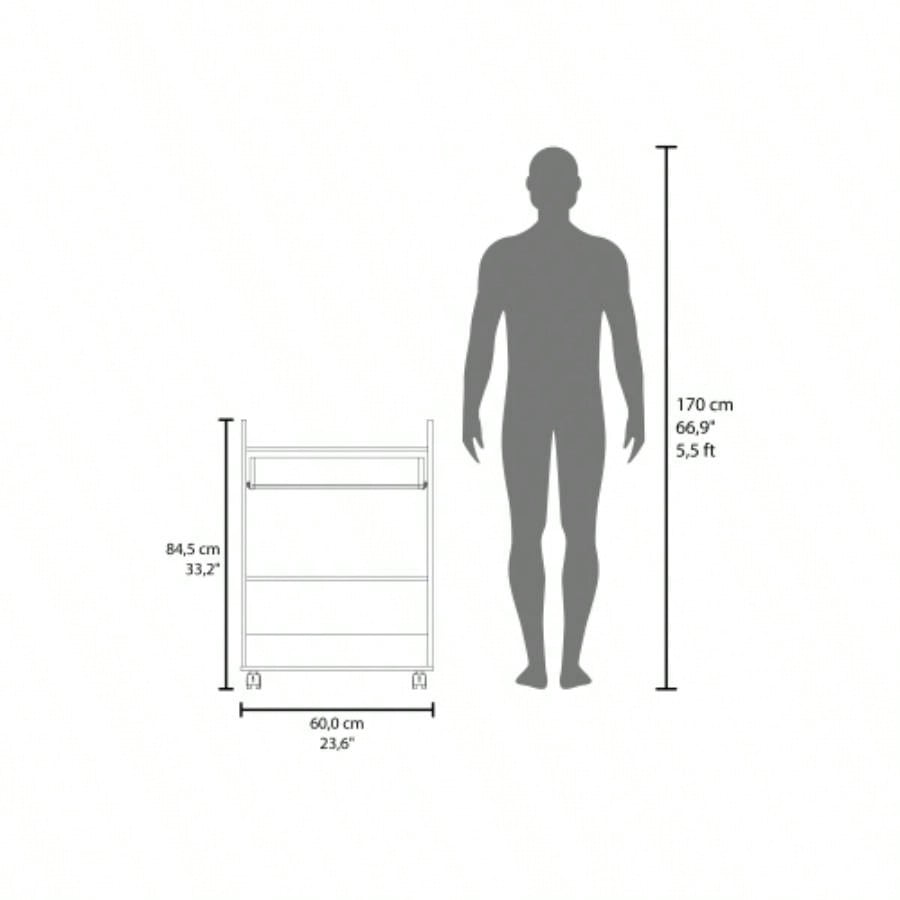 Kitchen Cart, 2 Doors, 1 Drawer, 4 Wheels, 2 Shelves, White