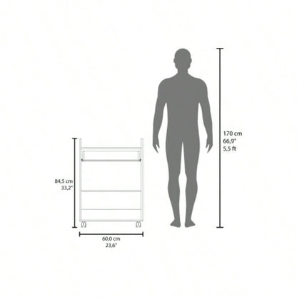 Kitchen Cart, 2 Doors, 1 Drawer, 4 Wheels, 2 Shelves, White