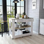 Kitchen Island 46 Inches Dozza, Two Drawers, White/ Light Oak