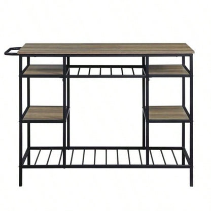 Lona Rustic Oak Black Kitchen Island
