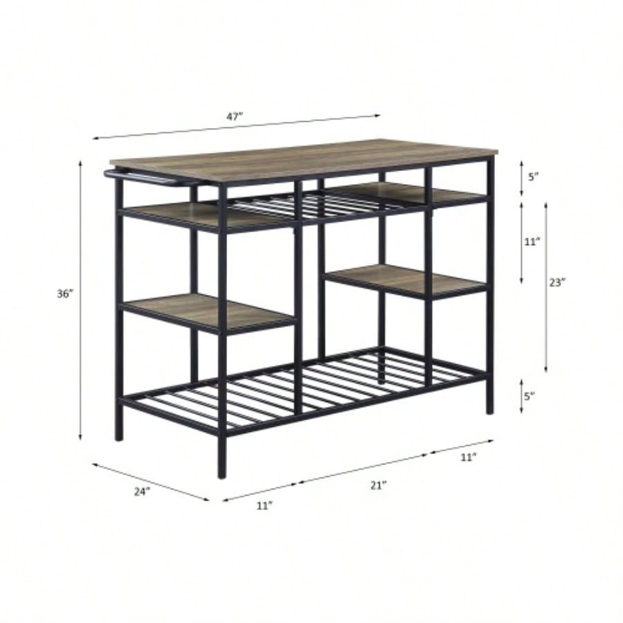 Lona Rustic Oak Black Kitchen Island