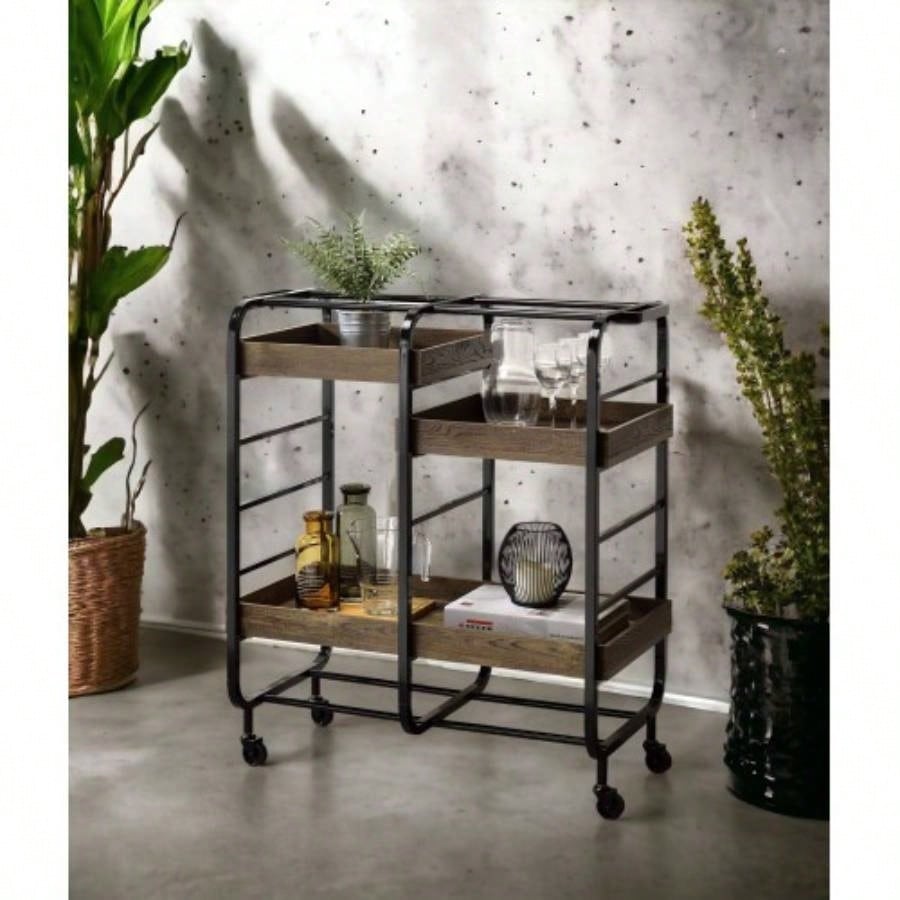 Vorrik Black Walnut Serving Cart